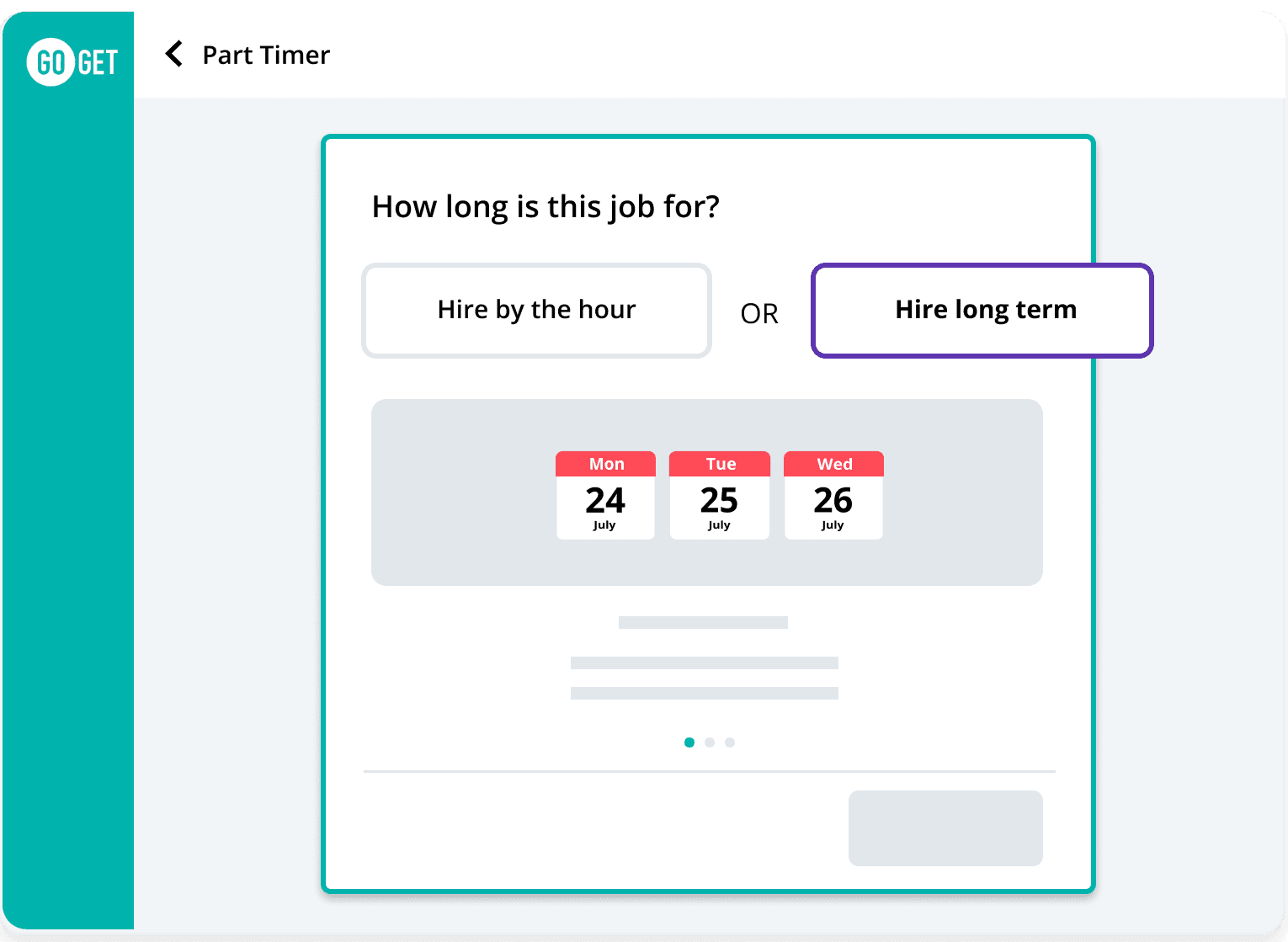 Select the duration of hire